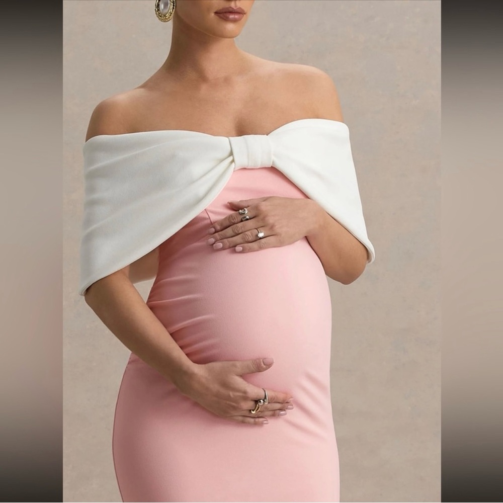 Club L London Strapless Pink and White Dress